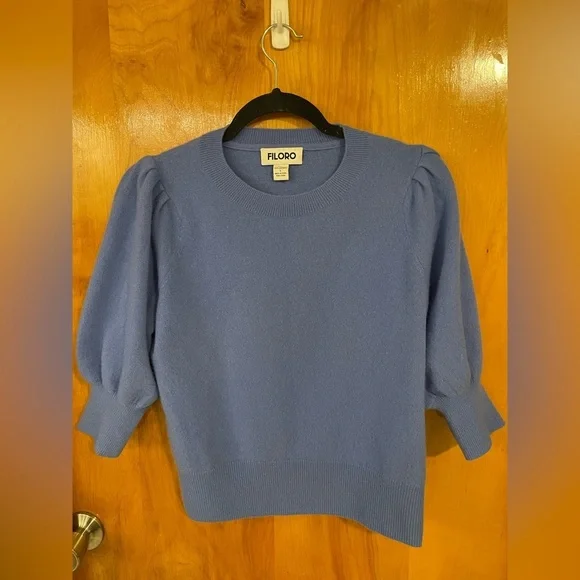 Filoro Puff Sleeve 100% Cashmere Sweater - Picture 2 of 5